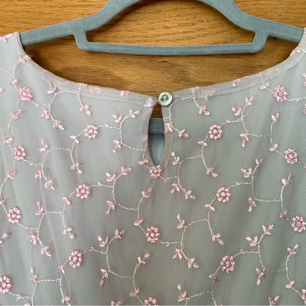 Y2K Hourglass blue and pink high neck mini dress - Picture 4 of 5